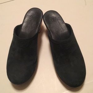 Ugg dark green suede clogs.  Barely worn.